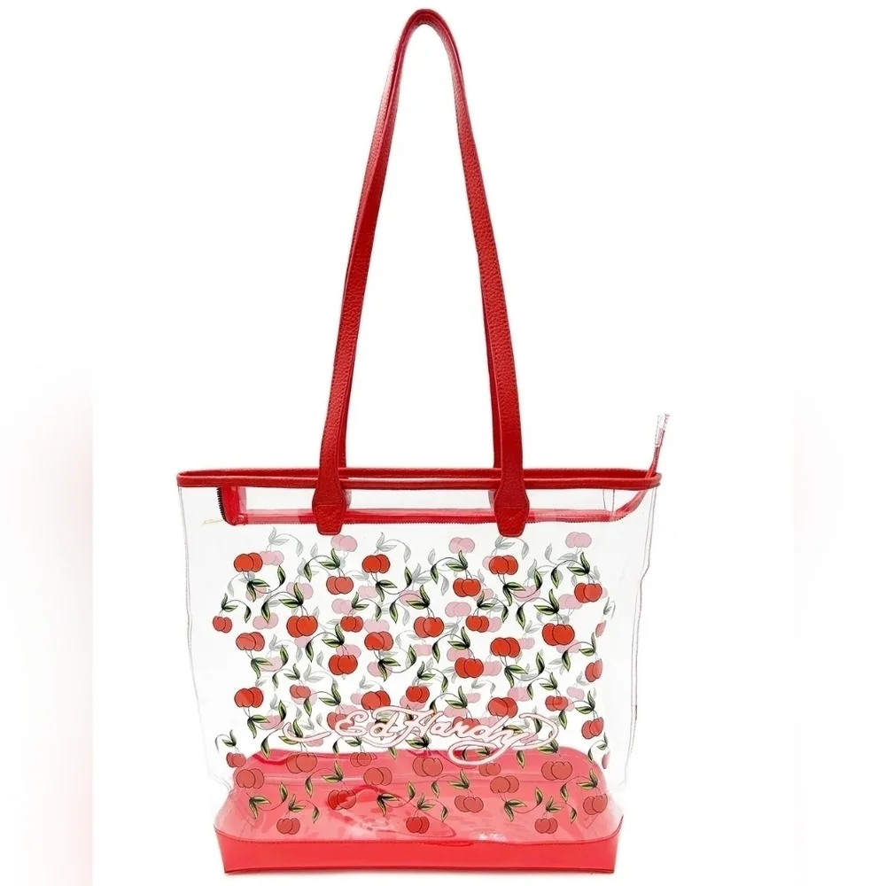 🍒🔹️Ed hardy🔹️ PVC Clear  cherry  Tote Bag  🍒